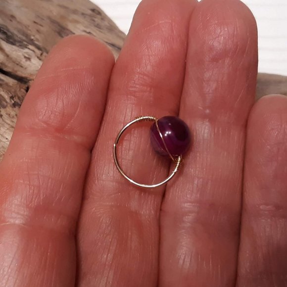 Gold Dragon Vein Agate Septum Tragus Daith Helix Ring 12mm - Picture 4 of 4